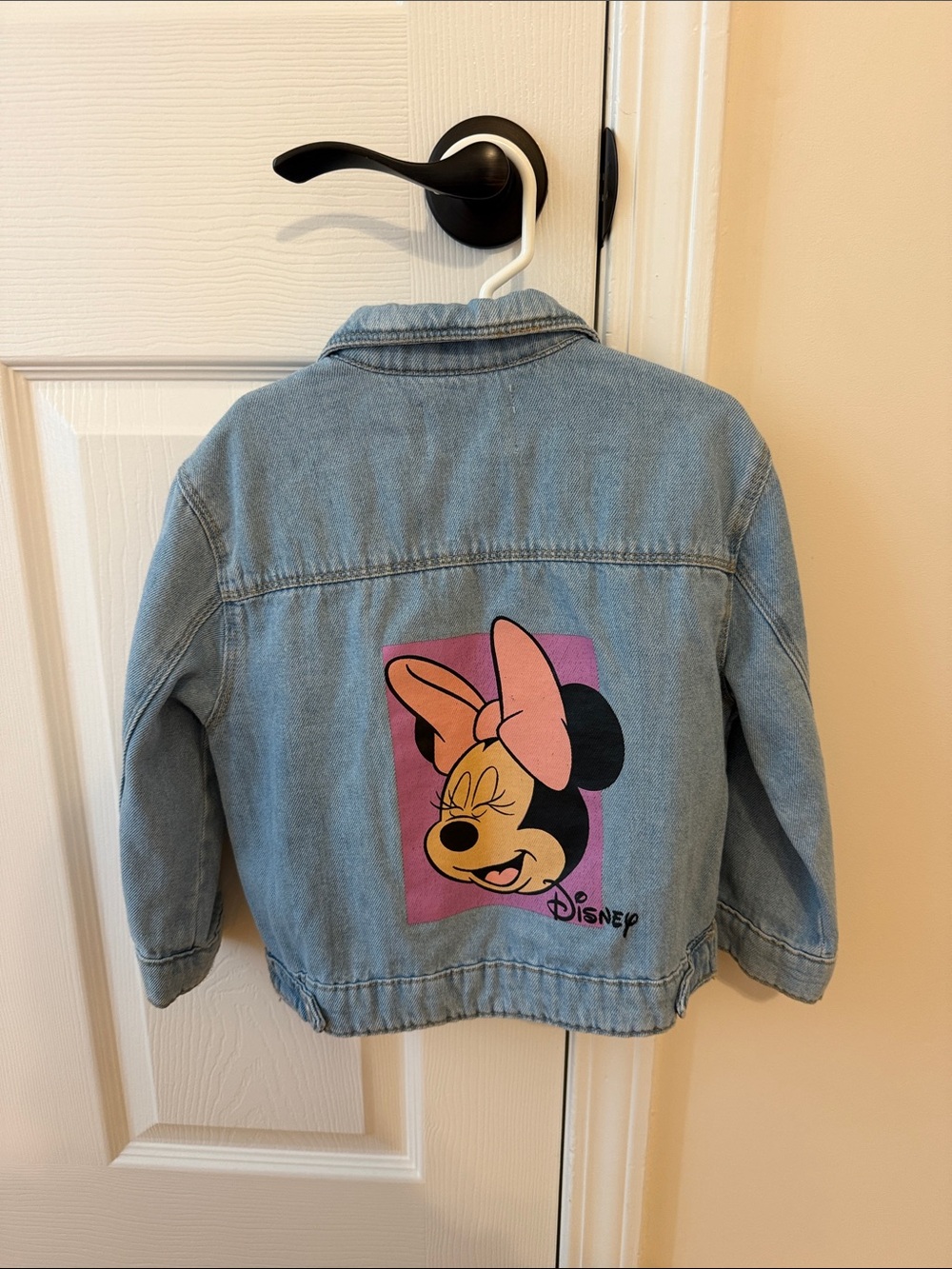 Zara Disney Girls Light Blue Denim Jacket with Minnie Graphic